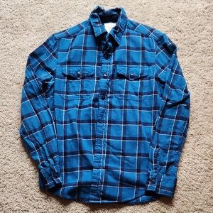 American Eagle Outfitters Teal and Navy Plaid Shirt